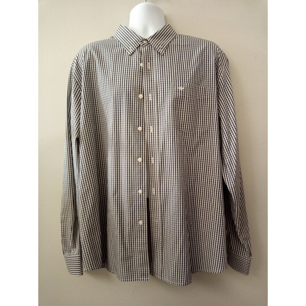 Dockers Men's Blue White Tan Casual Button Down Shirt Size XXL
